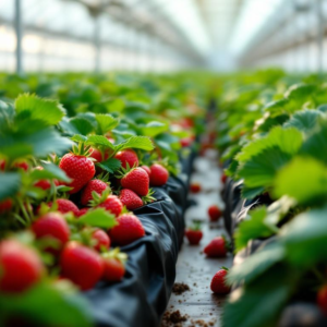 Plástico agrícola para cultivo de fresas (película cubre suelo)